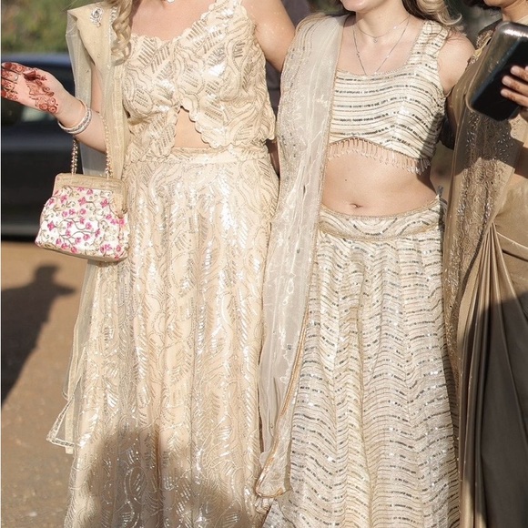 Sparkling Champagne Lehenga Set + Dupatta - Picture 1 of 4